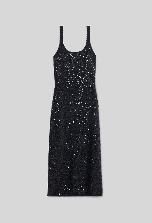 Long sequinned knitted dress