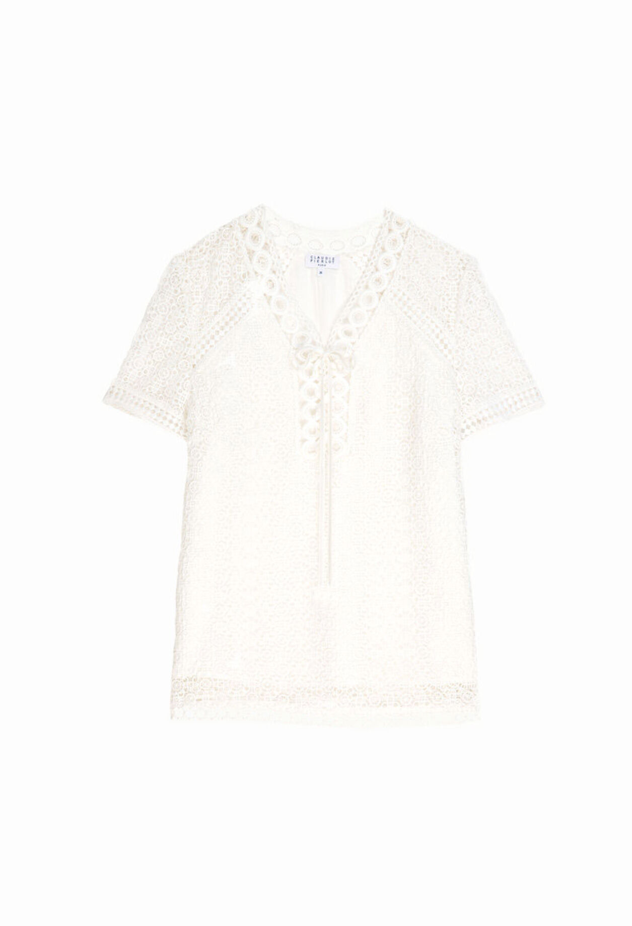 Shirt-sleeved lace pattern top