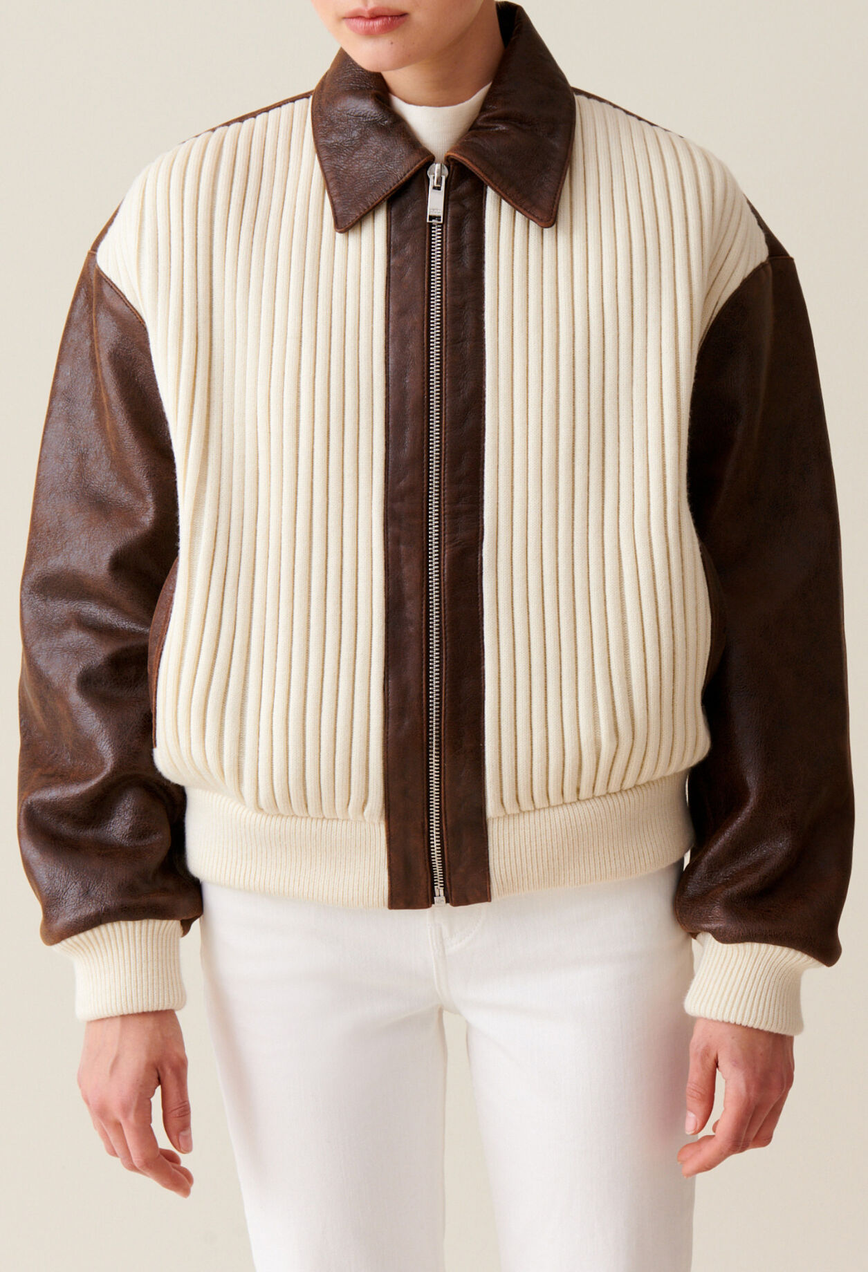 Brown two-tone bomber jacket