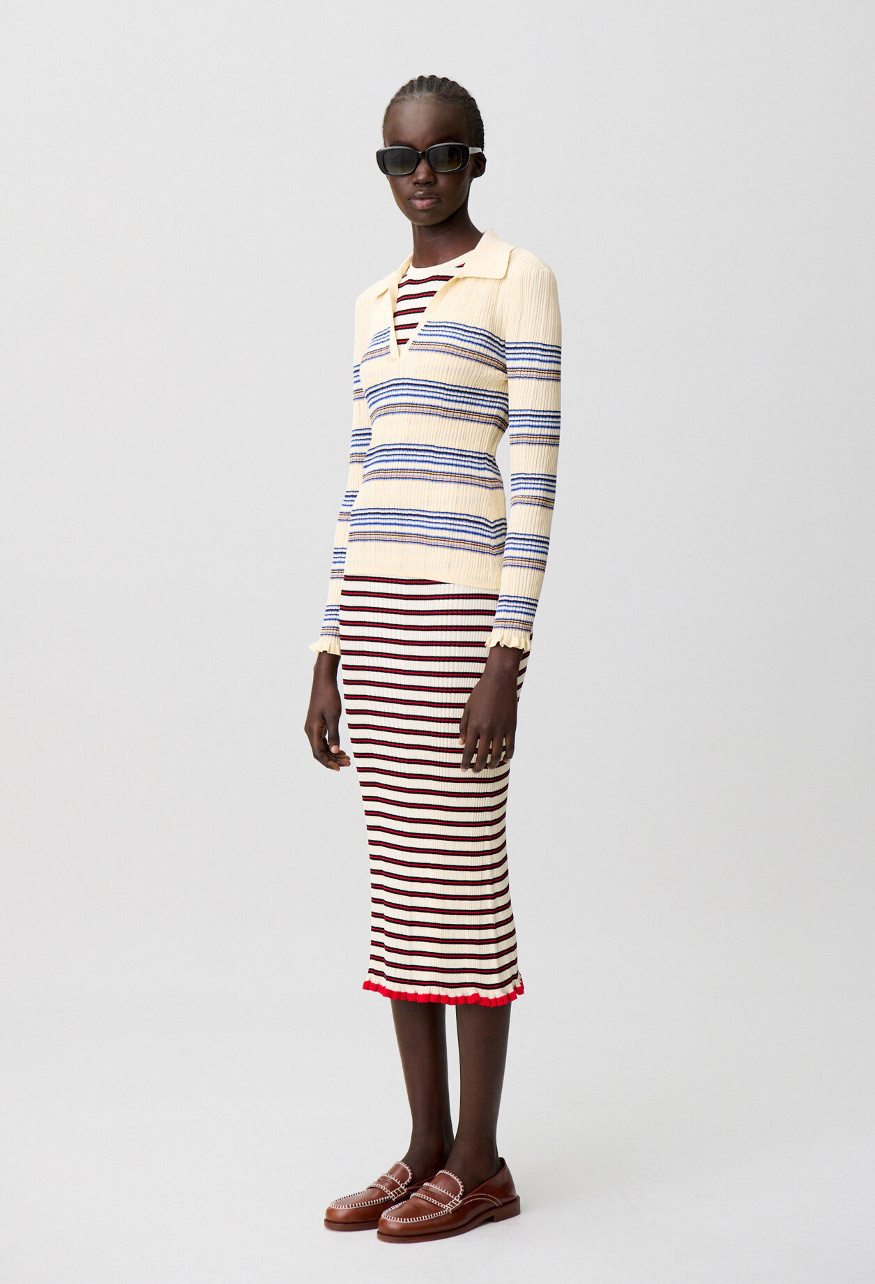 Multicolour striped knit top