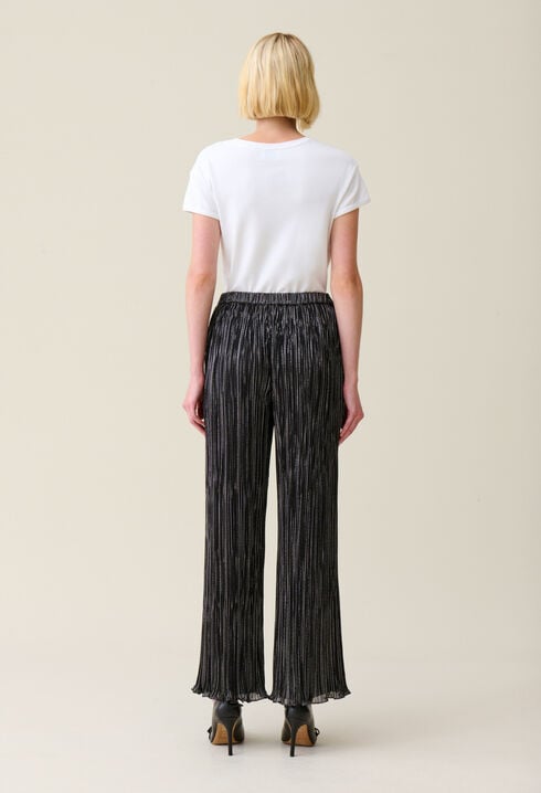 Silver pleated fluid trousers