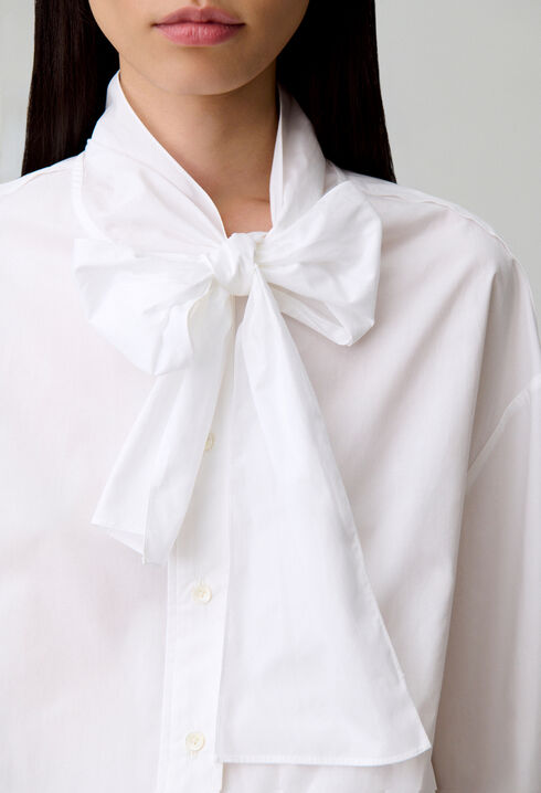 Pussy-bow poplin blouse