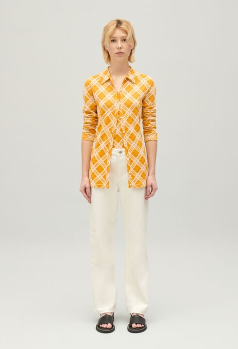 Yellow checked cardigan