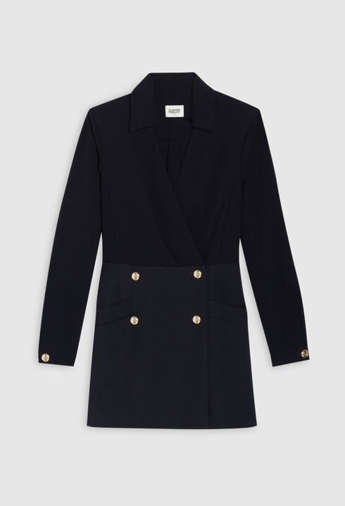 Navy blue two-material mini dress