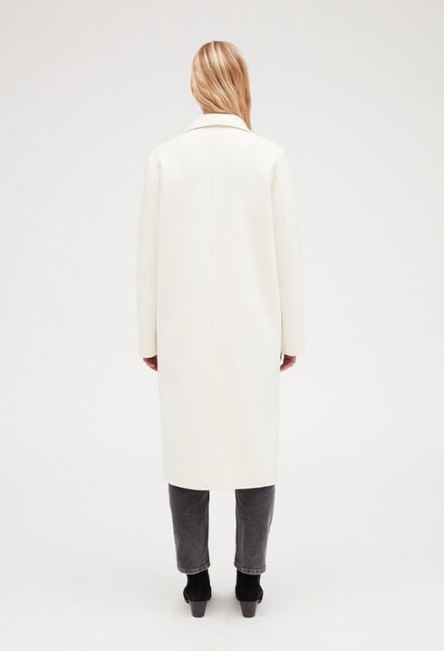 Ecru straight mid-length coat