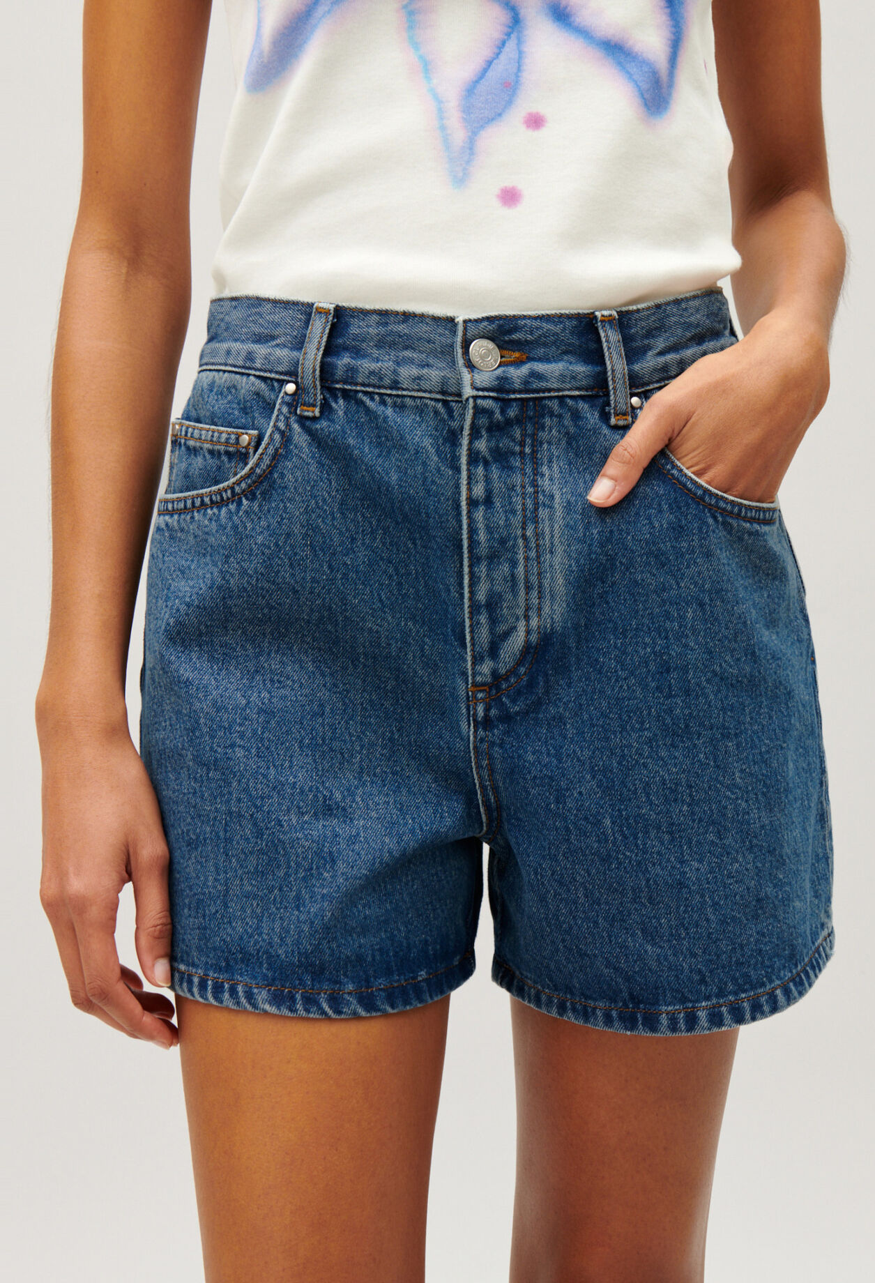 Blue denim shorts