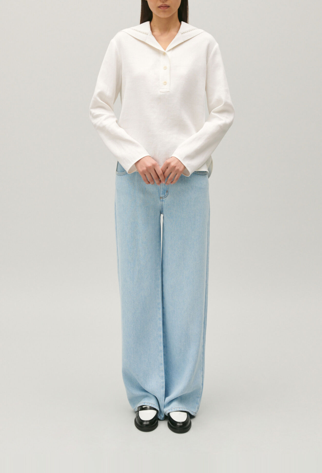 Ecru sailor collar top