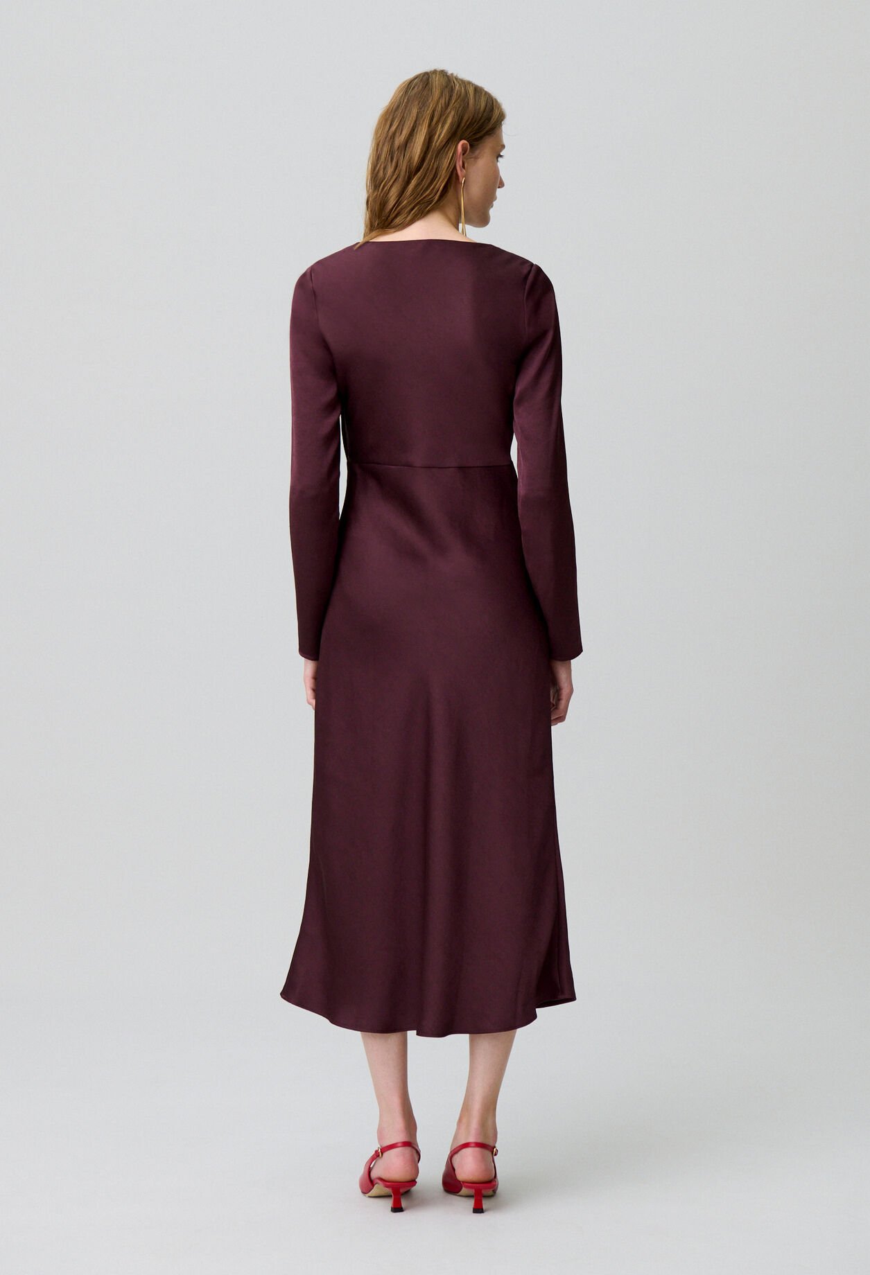 Asymmetrical satin long dress