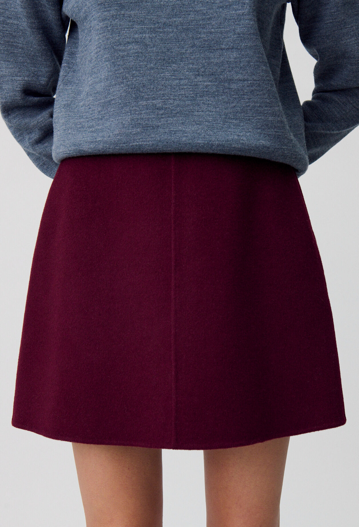 Short Straight Wool Skirt