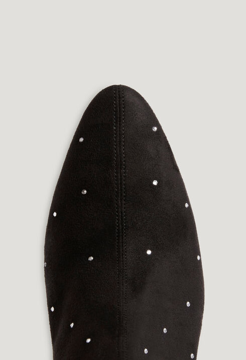 Black over-the-knee boots rhinestones