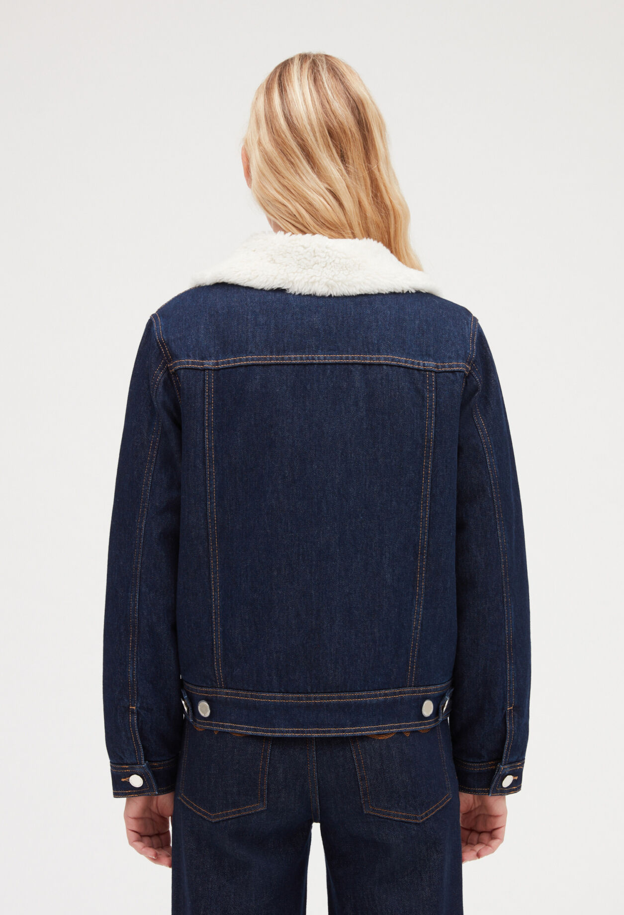 Denim jacket with faux fur lining