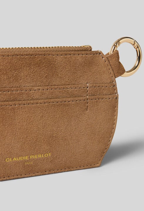 Beige suede cardholder