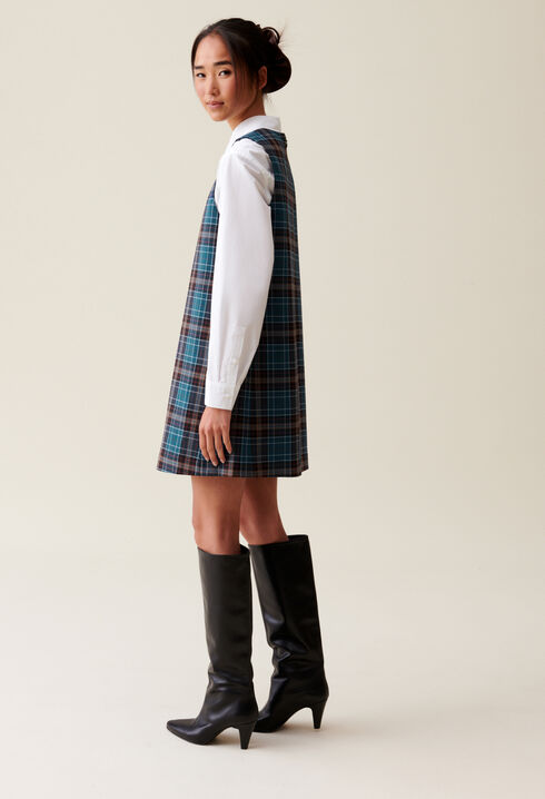 Sleeveless checked mini dress