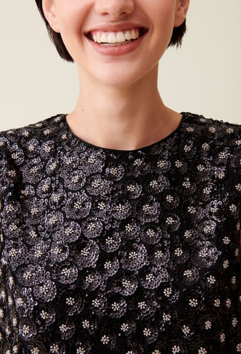 Top embroidered sequins open back