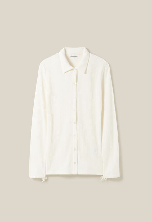 Ecru shirt collar top