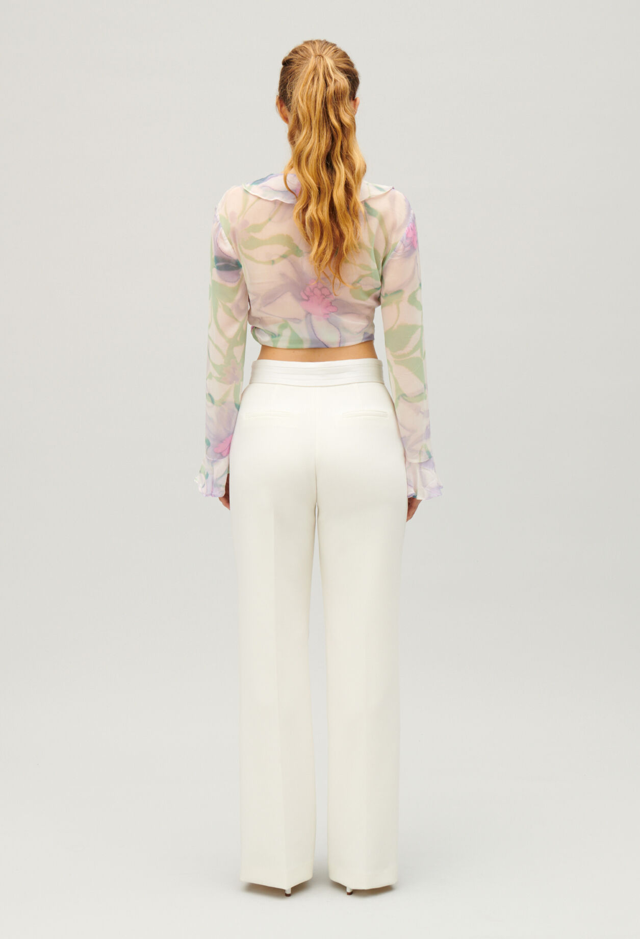White straight tailored trousers
