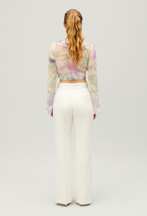 White straight tailored trousers