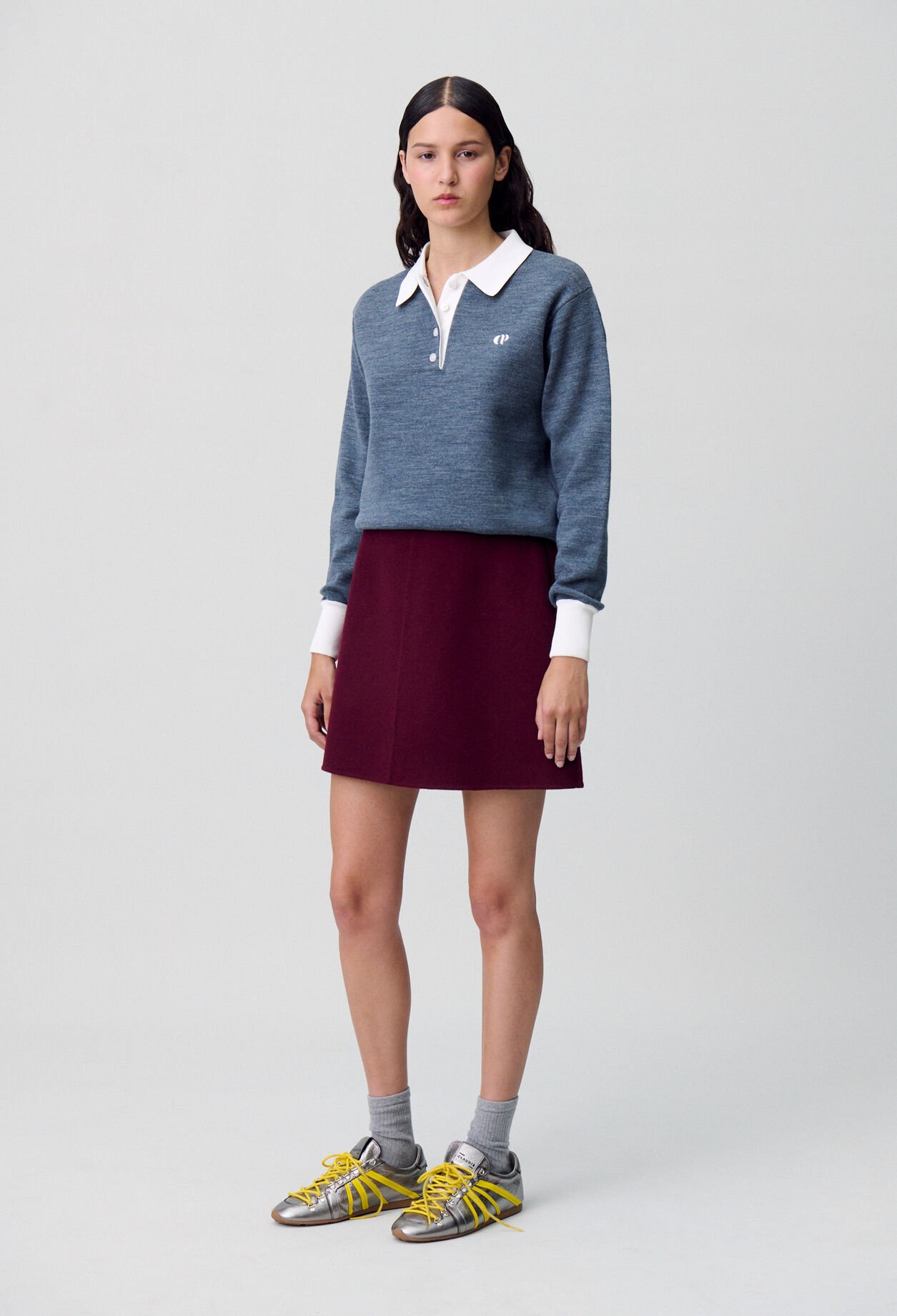 Short Straight Wool Skirt