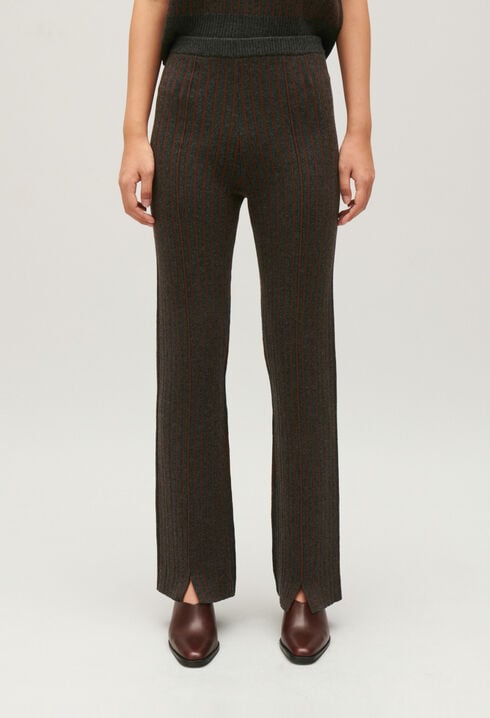 Stripy knit trousers 