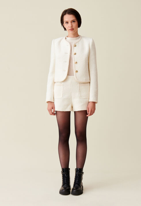 Short ivory tweed jacket 