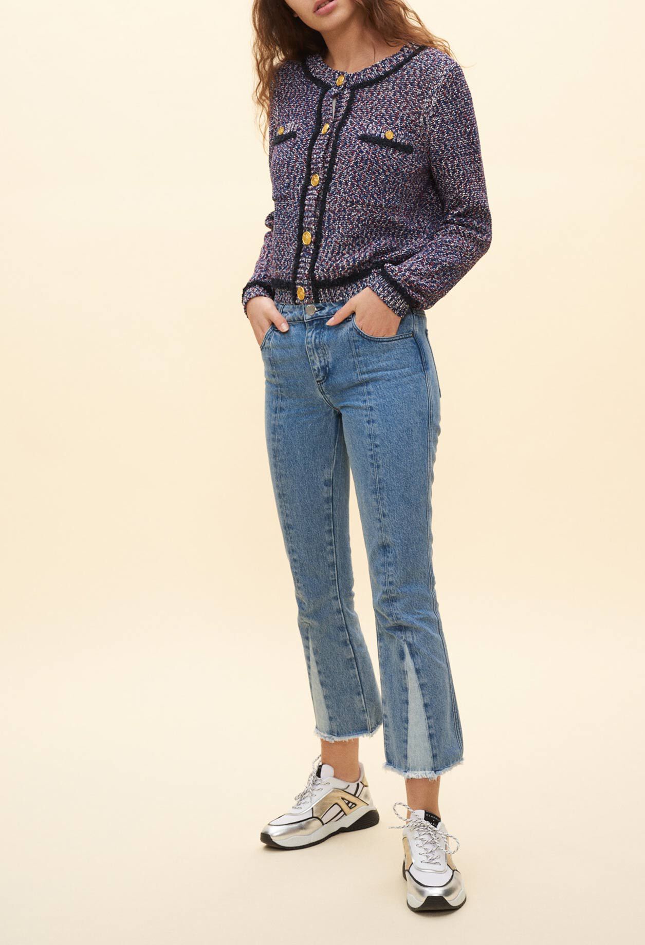 Speckled mesh cardigan