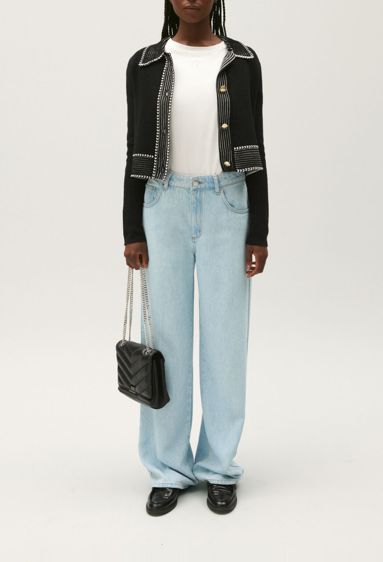 Cropped knit cardigan