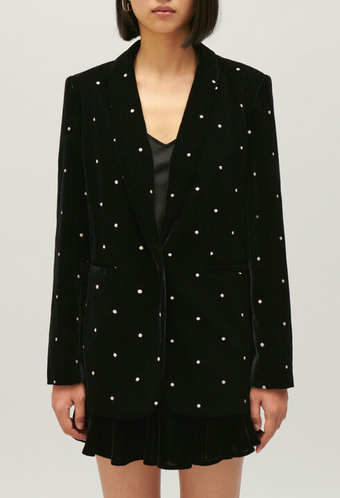 Two-tone velour suit jacket