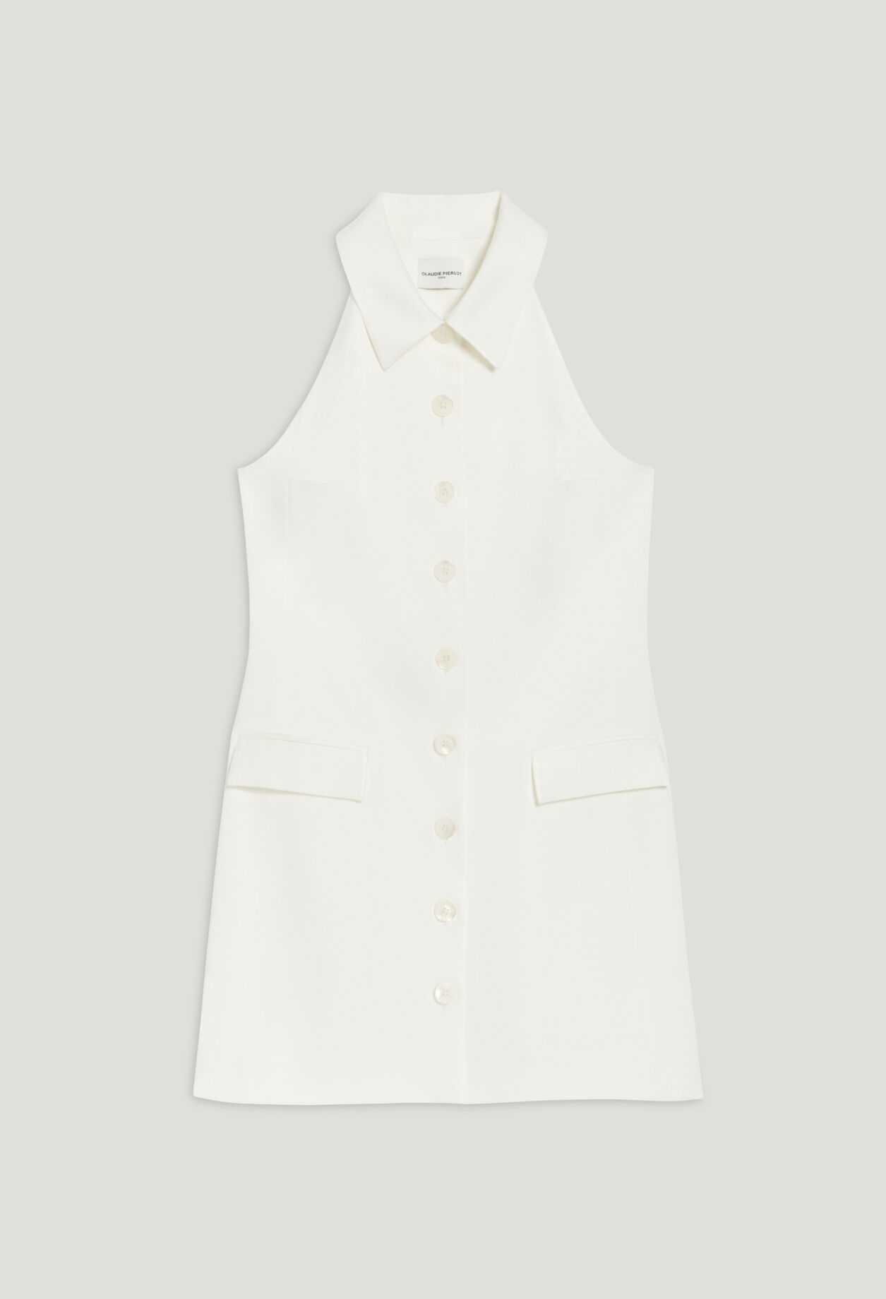 Short ecru satin dress