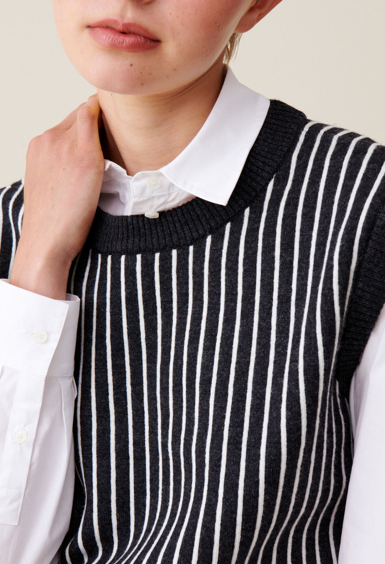 Sleeveless Striped Knit Top