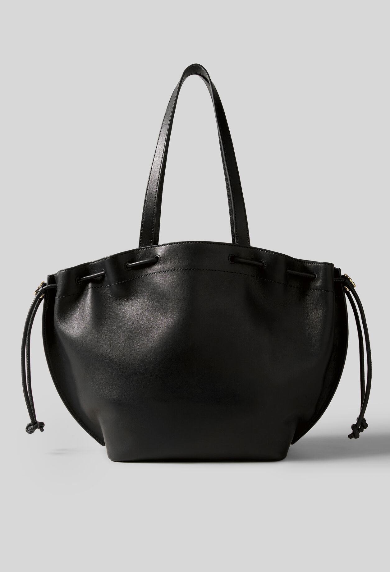 Smooth leather tote with gold logo