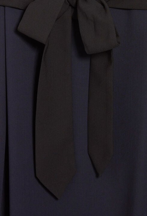 Short navy belted dress