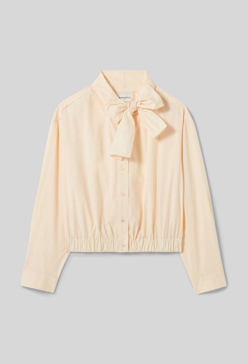 Pussy-bow poplin blouse