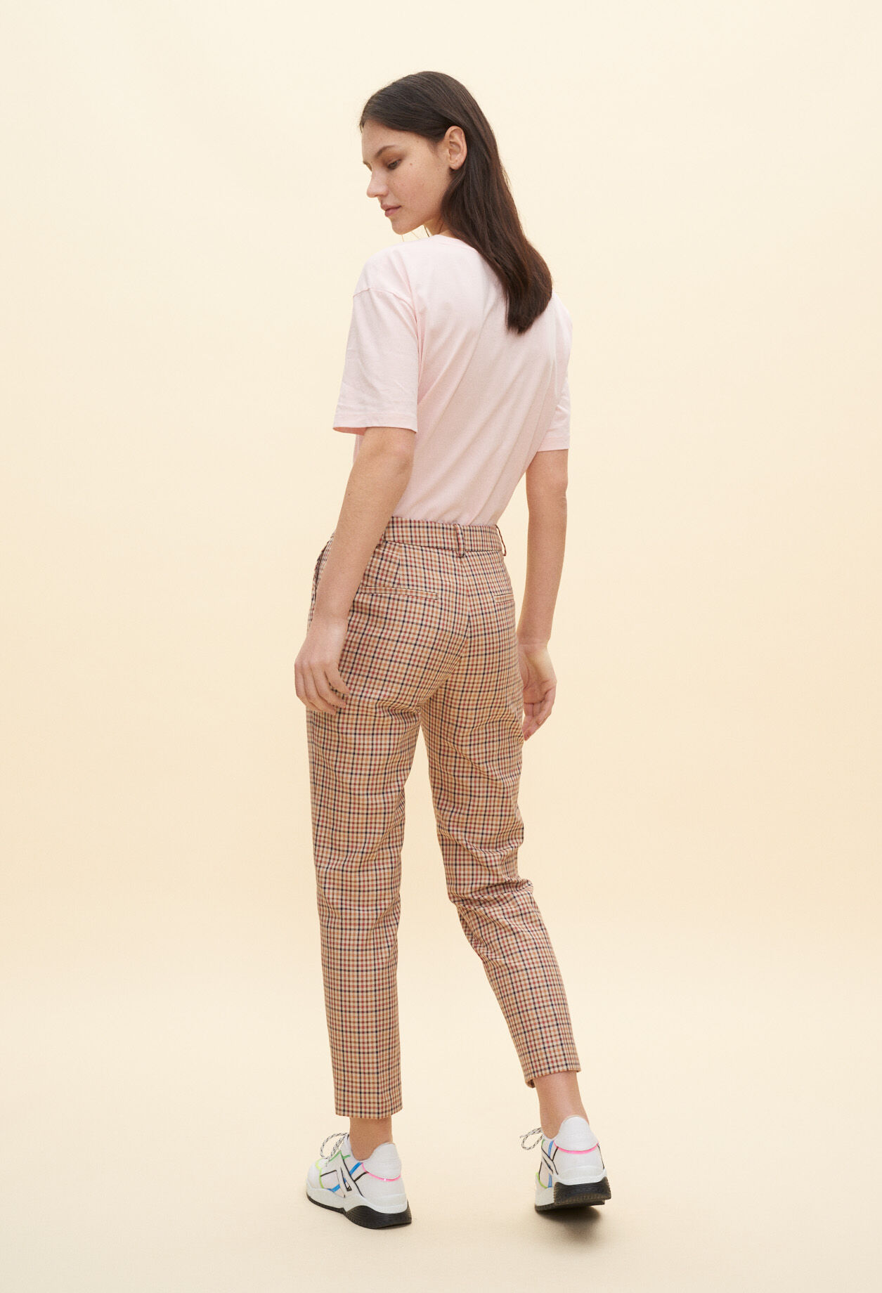 Checked straight-leg trousers