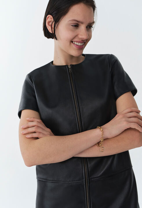 Short Zipped Leather Dress
