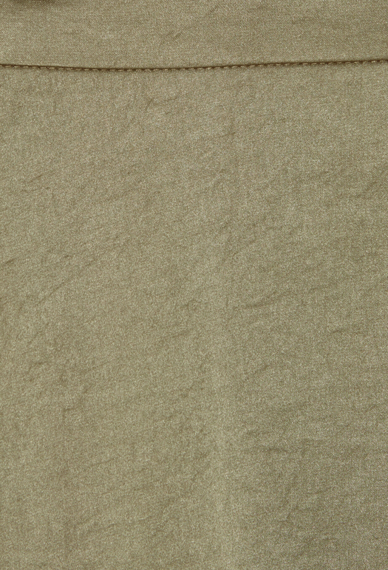 Satiny khaki mid-length skirt