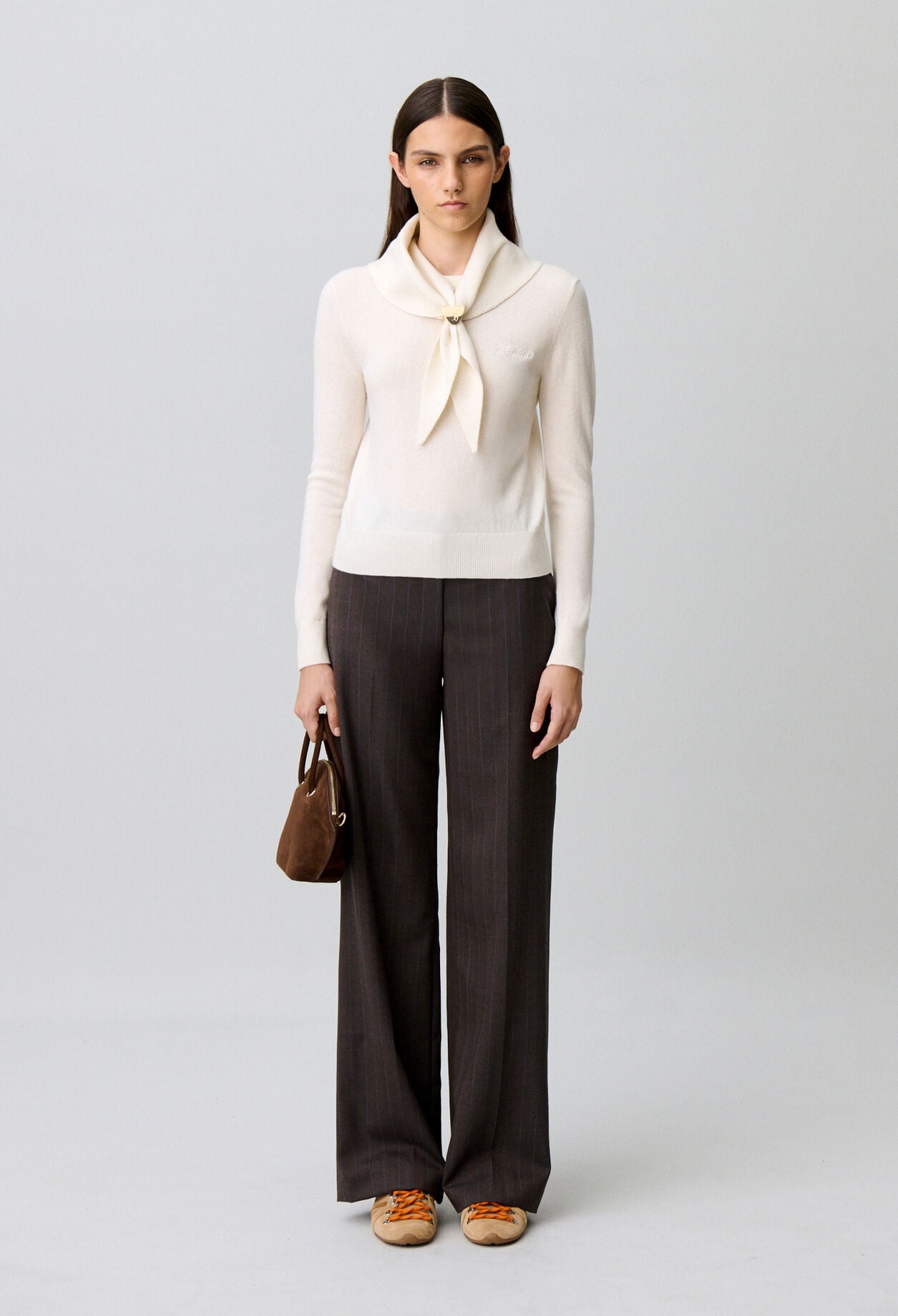 Knit jumper with removable scarf