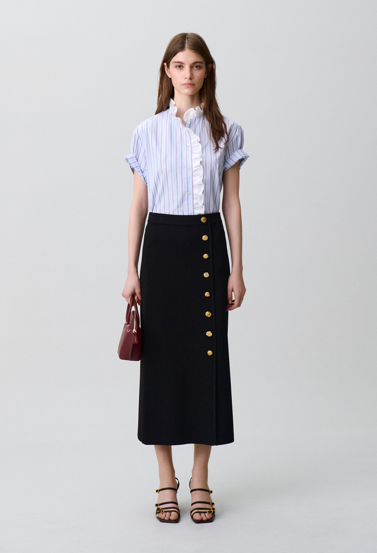 Fitted knitted midi skirt