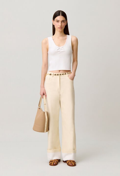 Cropped top with criss-cross ties