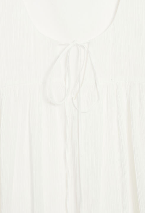 Ruched short cream dress