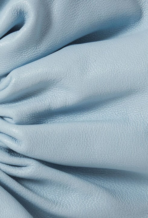 Leather scrunchie with topstitching