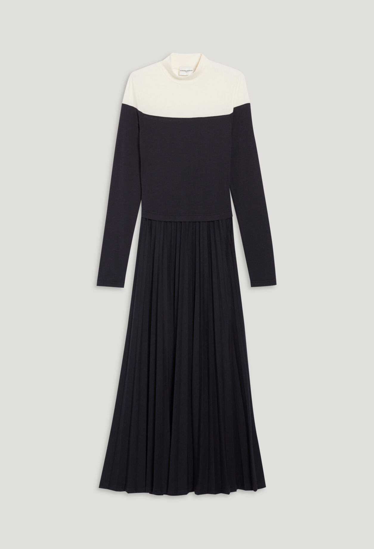 Twist three-tone pleated maxi dress
