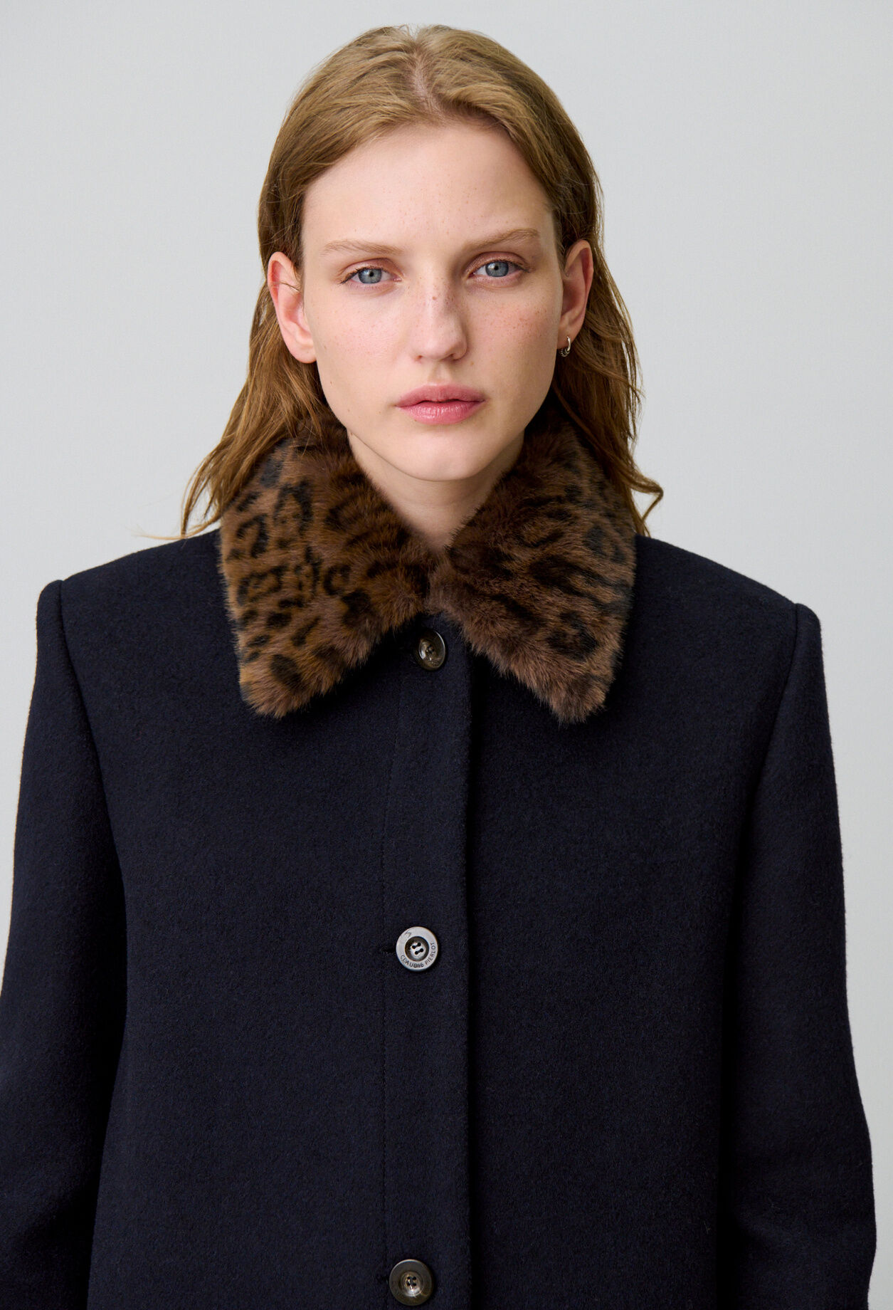 Long leopard-print wool coat