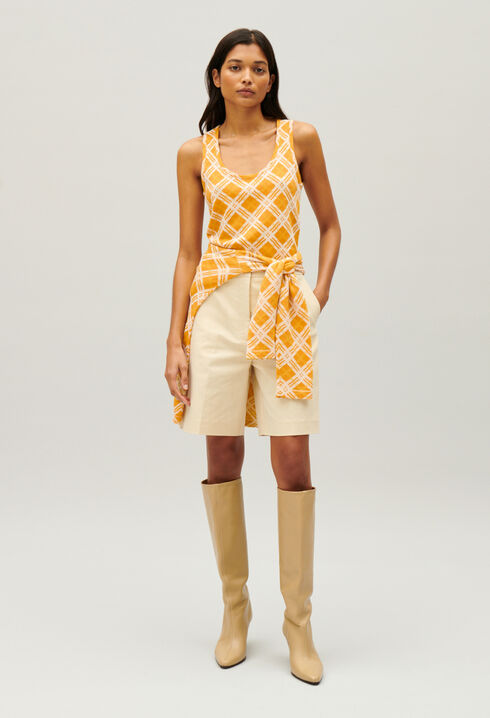 Yellow checked vest top