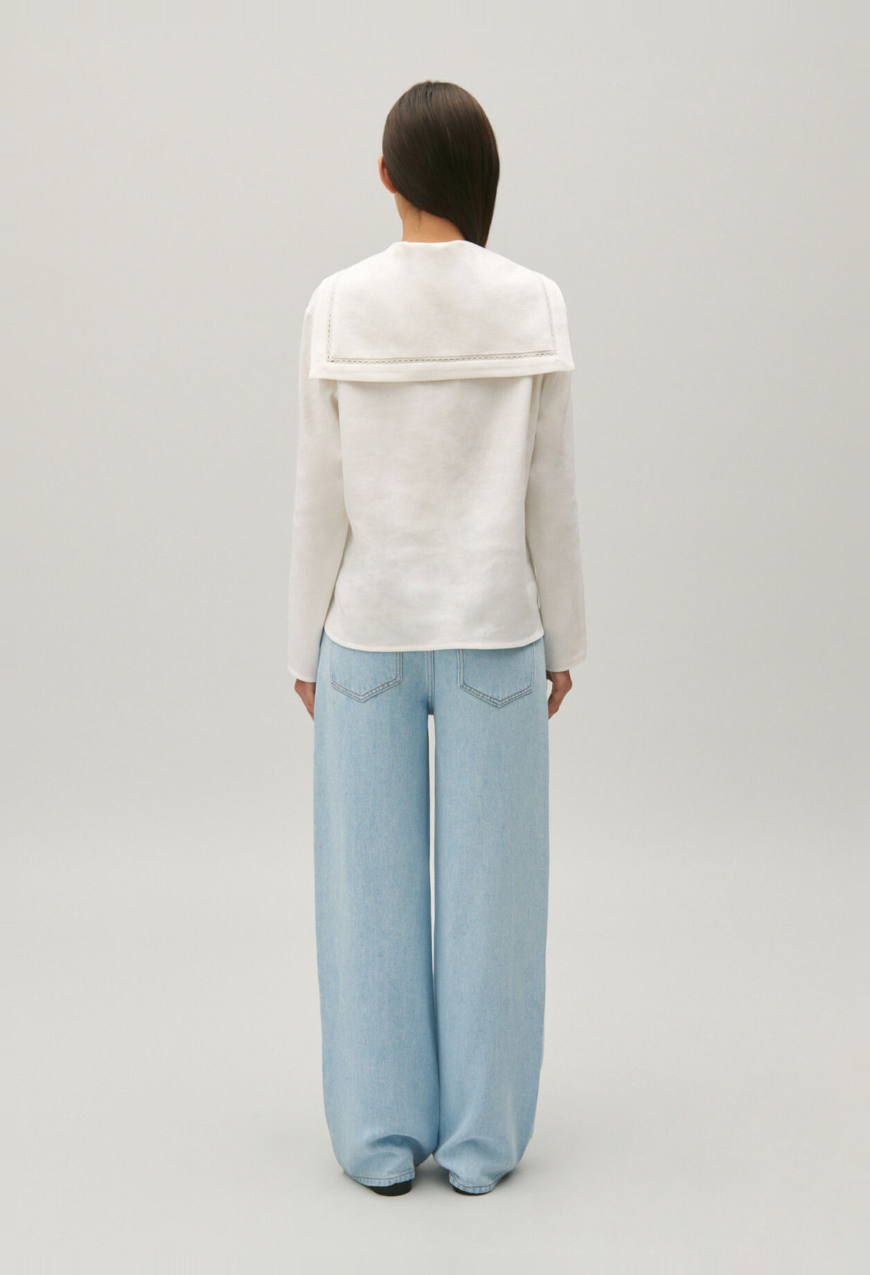 Ecru sailor collar top