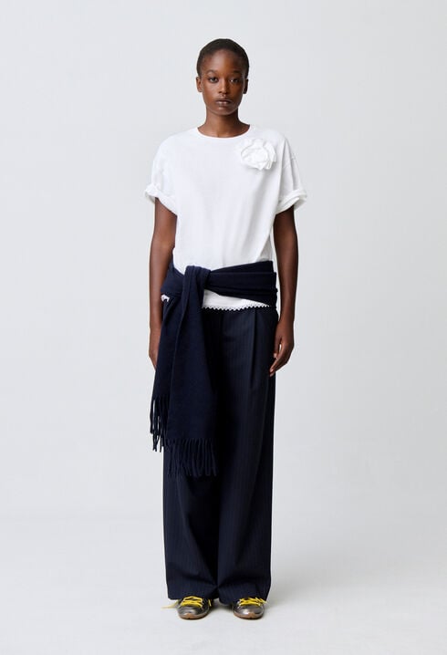 Tonal floral jersey T-shirt