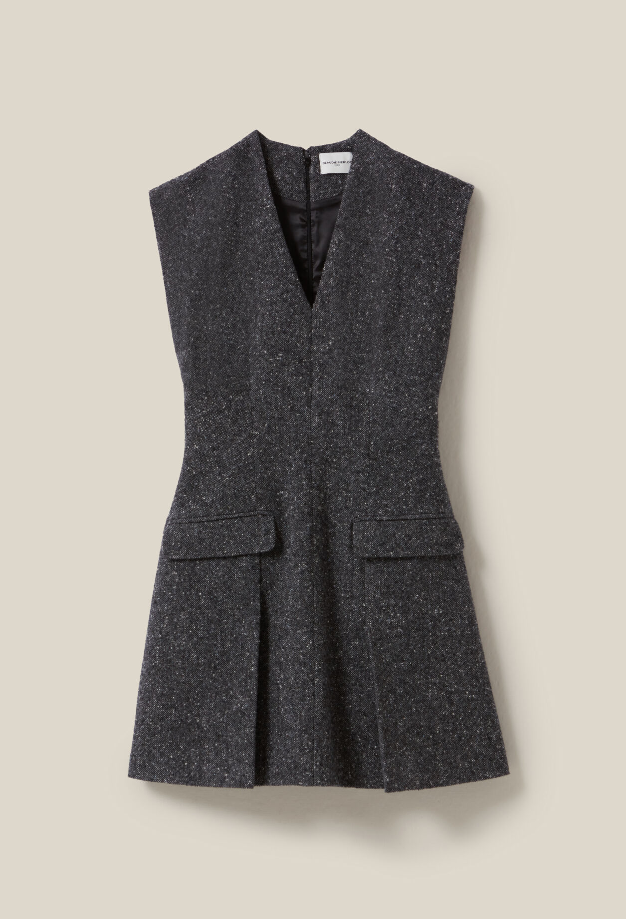 Grey fitted tweed suit dress