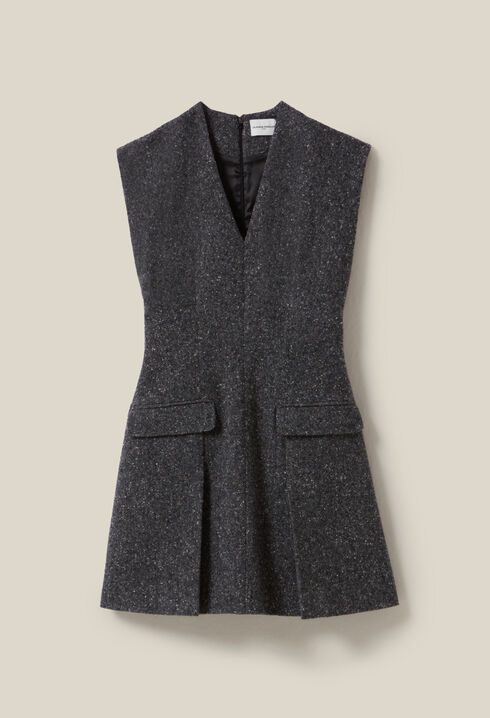 Grey fitted tweed suit dress