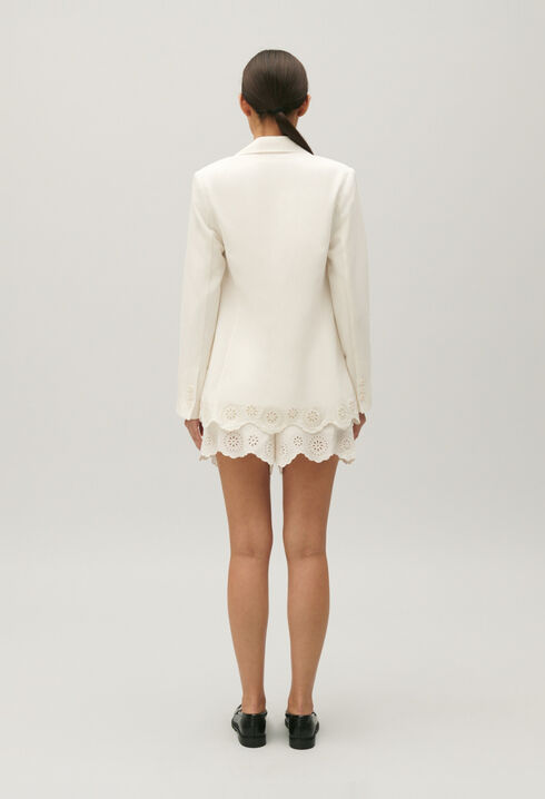 Ecru linen blend suit jacket