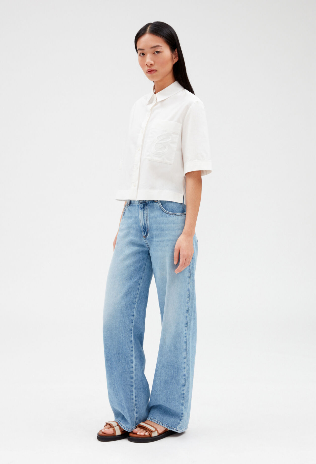 Off-white embroidered cropped shirt