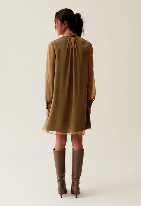 Flowy Dress with Tie Neck